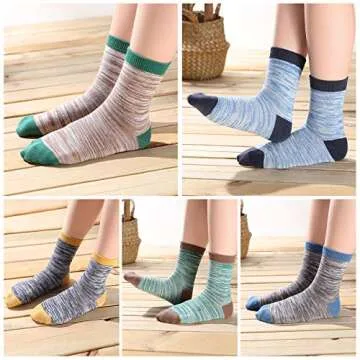 SUNBVE Breathable Cotton Crew Socks Set for Kids