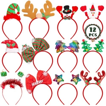 HOVACY 12 Pieces Christmas Headbands for Festive Fun and Joy