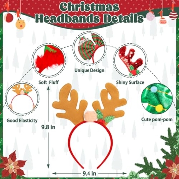 HOVACY Christmas Headbands - Fun Holiday Party Gear