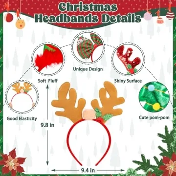 HOVACY Christmas Headbands - Fun Holiday Party Gear