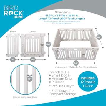 BIRDROCK HOME Dog Playpen - Safe & Versatile 12 Panel