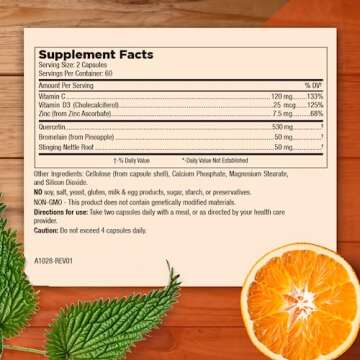 Mt. Angel Vitamins - Zinc Quercetin with Bromelain Supplement – Immune Support & Respiratory Healt...