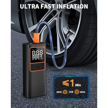 Portable Tire Inflator with Digital Gauge & LED Light
