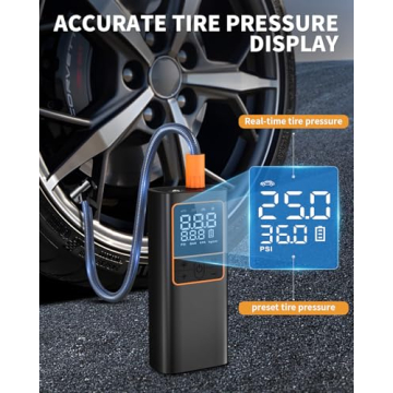 Portable Tire Inflator with Digital Gauge & LED Light