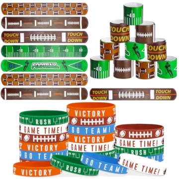 PIXHOTUL 40 Pieces Football Party Favors, Football Silicone Wristbands Football Rubber Bracelets for...