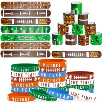PIXHOTUL 40 Pieces Football Party Favors, Football Silicone Wristbands Football Rubber Bracelets for...