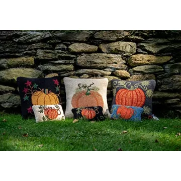 Chandler 4 Corners Artist-Designed Cinderella Pumpkin Hand-Hooked Wool Decorative Throw Pillow - Garden Pillow for Couches & Beds - Easy Care & Low Maintenance - Fall Themed Throw Pillow