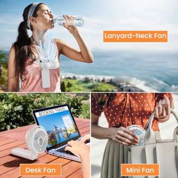 HandFan 5200mAh Personal Misting Fan with Portable Charger, 34ml Water Tank, Rechargeable Handheld Mister Fan, Spray Water Mist Fan, Electric Mini Hand Fans for Beach Travel Outdoors(White)