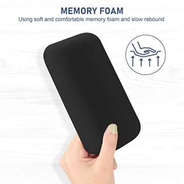 Leolee Elbow Rest Pads for Desk, Black Ergonomic Arm Rest Pads with Memory Foam & Non-Slip Base, Arm...