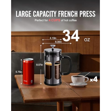 BAYKA 34 Ounce French Press Coffee Maker for Home Brewing