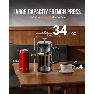 BAYKA 34 Ounce French Press Coffee Maker for Home Brewing