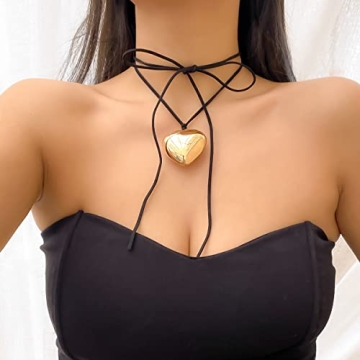 YURAOER Puffy Heart Choker Necklace for All Occasions