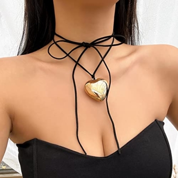 YURAOER Puffy Heart Choker Necklace for All Occasions