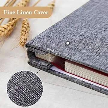 potricher Large Photo Album Self Adhesive 4x6 5x7 8x10 Pictures Linen Cover 40 Blank Pages Magnetic DIY Scrapbook Albums with A Metallic Pen (Gray)