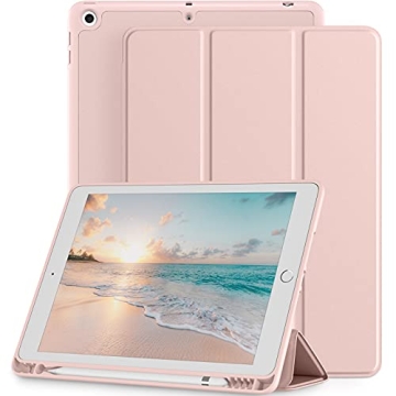 Mastten Rugged iPad Case with Pencil Holder - Auto Wake/Sleep Rose Pink to Match Your Style
