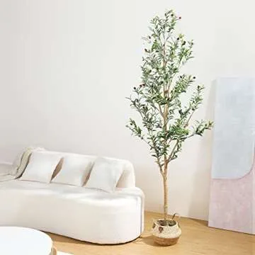 LYERSE 7ft Faux Olive Tree - Realistic Indoor Decor