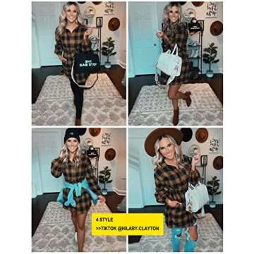 Blooming Jelly Women's Flannel Shirt Dress for Fall