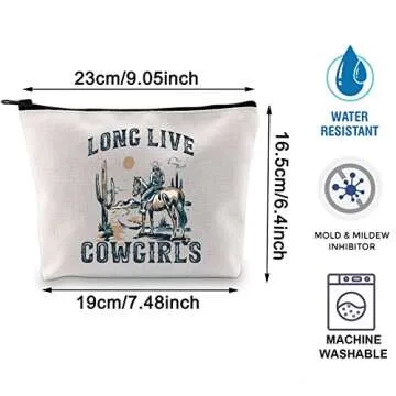 BLUPARK Western Gift Western Rodeo Zipper Bag Long Live Cowgirl Makeup Bag Western Women Cosmetic Ba...