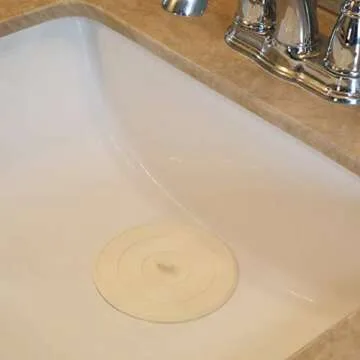 DANCO 89042P Flat Kitchen Sink Stopper, Flat Suction Drain Plug, Bathroom Bathtub Drain Stopper, 5 Inch, White, 2-Pk