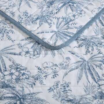 Tommy Bahama - King Quilt Set, Reversible Cotton Bedding with Matching Shams, Coastal Inspired Home Decor (Pen and Ink Palm Navy Blue, King)