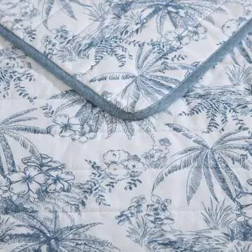 Tommy Bahama - King Quilt Set, Reversible Cotton Bedding with Matching Shams, Coastal Inspired Home Decor (Pen and Ink Palm Navy Blue, King)