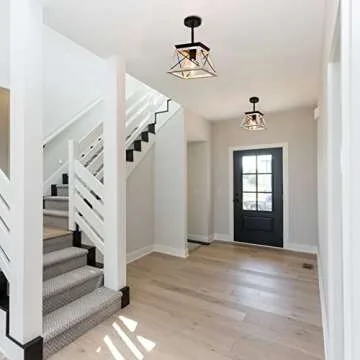 Henveton Farmhouse Pendant Light Fixture,Rustic Beige Hanging Vintage Pendant Light Chandelier for Kitchen Island, Dining Room, Living Room, Hallway, Entryway, Single Light E26