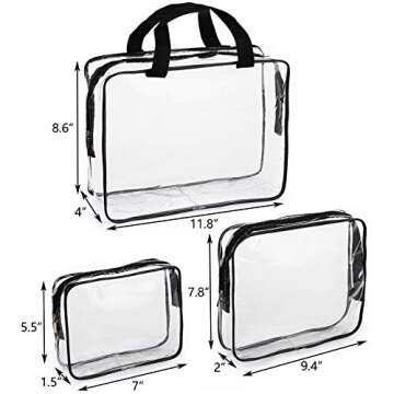 Hedume Set of 9 Clear Makeup Bags, Waterproof and TSA Approved