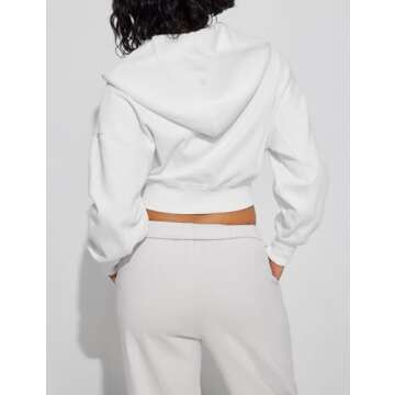 Trendy Womens Cropped Zip Up Workout Hoodie Sweatshirt