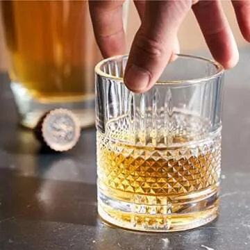 Viski Revolve Spinning Whiskey Glass, Unique Bourbon Glass, Old Fashioned Cocktail glass, Crystal Cut Scotch Glass, Set of 1, 10oz