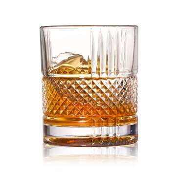 Viski Revolve Spinning Whiskey Glass, Unique Bourbon Glass, Old Fashioned Cocktail glass, Crystal Cut Scotch Glass, Set of 1, 10oz