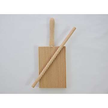 Home ELETTRO Center Item 298 Ridged Gnocchi Board and Garganelli Pasta Rod, Wooden, Beige
