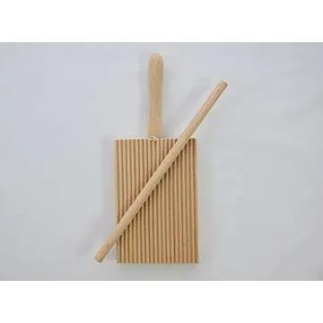 Home ELETTRO Center Item 298 Ridged Gnocchi Board and Garganelli Pasta Rod, Wooden, Beige