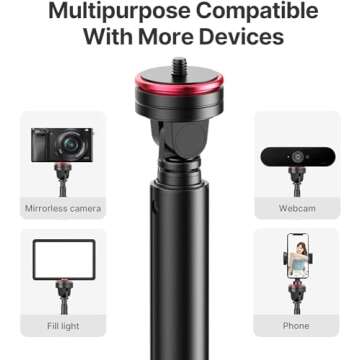 Ulanzi MT-54 Portable Adjustable 5ft Light Stand Tripod, Height 2ft to 5ft, Metal Stand for Small Ph...