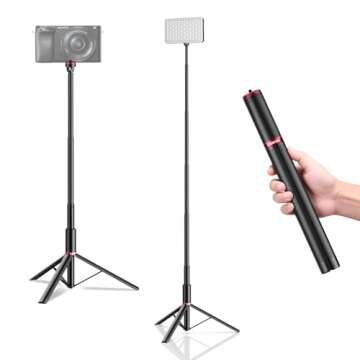 Ulanzi MT-54 Portable Adjustable 5ft Light Stand Tripod, Height 2ft to 5ft, Metal Stand for Small Photography Lights, Webcams, Cameras, 360º Rotating Mount, Aluminum Lightweight with Free Phone Mount