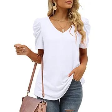 Stylish XIEERDUO Puff Sleeve V-Neck Top for Women