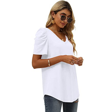 Stylish XIEERDUO Puff Sleeve V-Neck Top for Women