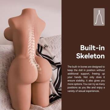 Male Masturbator Sex Doll for Men Realistic Big Boobs Vaginal & Anal Sex 3 in 1 Lifelike Sexy Female Torso Built-in Skeleton Pocket Pussy Ass Sex Dolls Adult Toy for Men