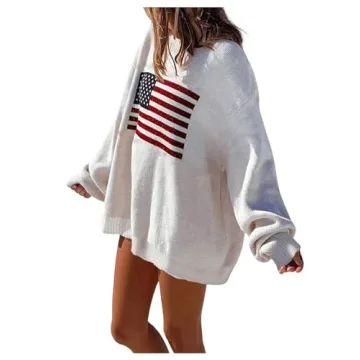 GORGLITTER Women's American Flag Sweater for All Occasions