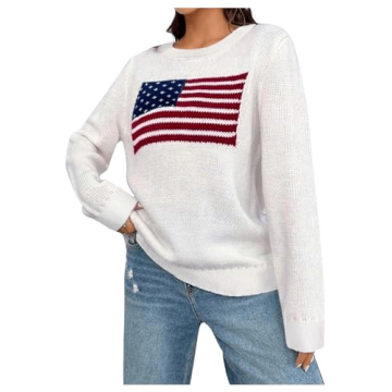 GORGLITTER Women's American Flag Sweater for All Occasions