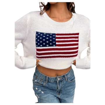 GORGLITTER Women's American Flag Sweater for All Occasions