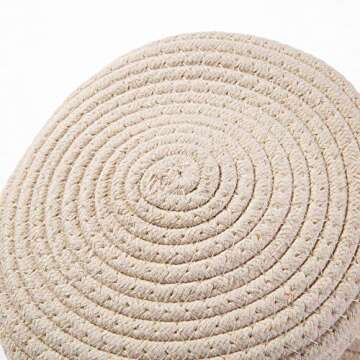 BQEE Cotton Rope Handmade Woven Home Storage Household Candy Toys Storage Basket Sundries Collection Box Candy Snack Food Tray SML Pack of 3 (Round, Beige)