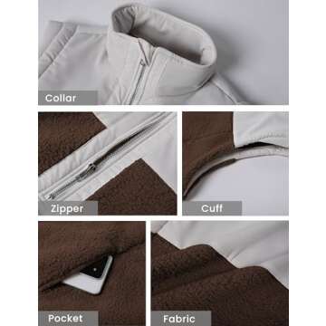 Tanming Womens Fuzzy Sherpa Fleece Vest Lightweight Cozy Sleeveless Gilet Half Zip Pullover Waistcoat with Pocket(Brown-S)