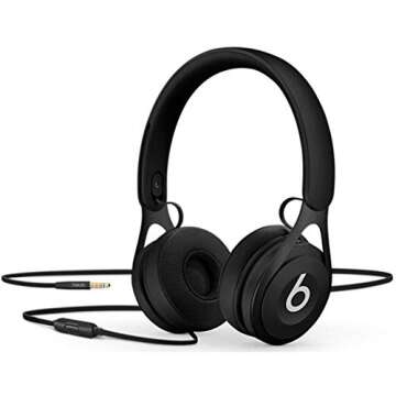 Beats EP Wired On-Ear Headphones - Battery Free for Unlimited Listening, Built in Mic and Controls - Black
