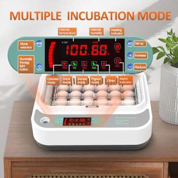 24 Egg Incubators with Automatic Egg Turning and Humidity Control, Incubators for Hatching Eggs, 360° View Incubator, Egg Candler, Temperature and Humidity Display, Incubators for Chicken Ducks Goose