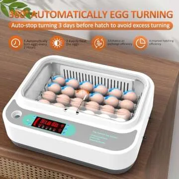 24 Egg Incubators with Automatic Egg Turning and Humidity Control, Incubators for Hatching Eggs, 360° View Incubator, Egg Candler, Temperature and Humidity Display, Incubators for Chicken Ducks Goose