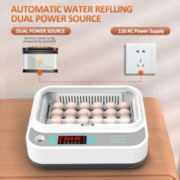 24 Egg Incubators with Automatic Egg Turning and Humidity Control, Incubators for Hatching Eggs, 360° View Incubator, Egg Candler, Temperature and Humidity Display, Incubators for Chicken Ducks Goose