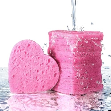 GAINWELL 50-Count Heart Shape Facial Sponges for Makeup Removal