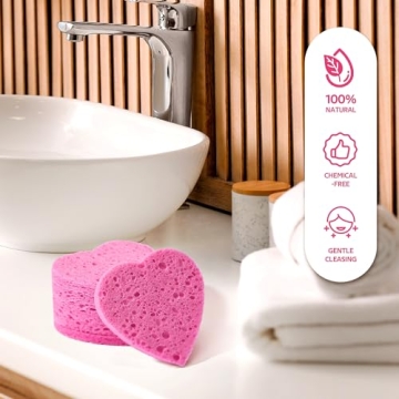 GAINWELL 50-Count Heart Shape Facial Sponges for Makeup Removal