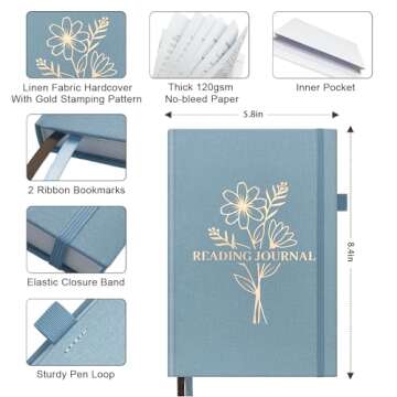 Elegant SIMSIMY Reading Journal for Book Lovers, A5 Size