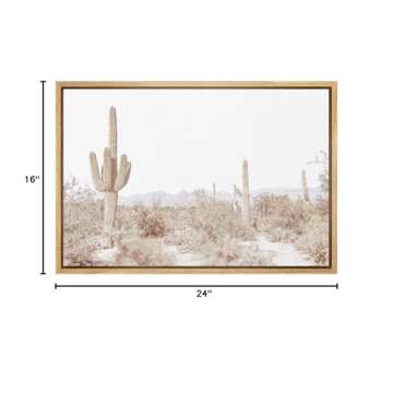wall26 Framed Canvas Print Wall Art Retro Vintage Desert Cactus Landscape Nature Wilderness Photography Modern Rustic Colorful Multicolor for Living Room, Bedroom, Office - 16x24 Natural